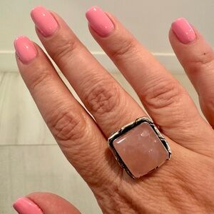 Pink Stone Silver 950 Ring